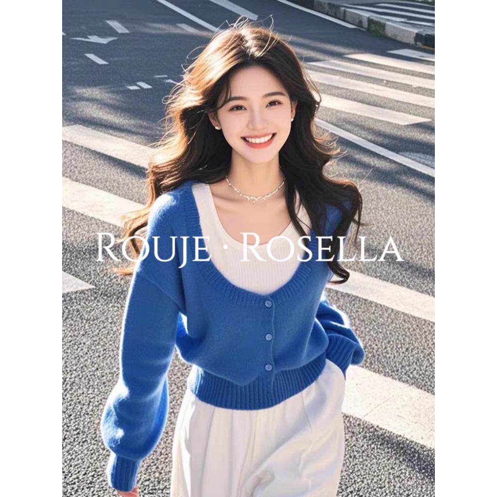 法国Rouje Rosella⭐小众设计感减龄假两件针织衫女秋冬低领上衣