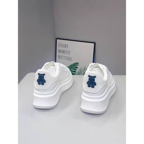 香港真皮网眼透气白女鞋2025夏季多用途休闲厚底鞋，小个子增加6