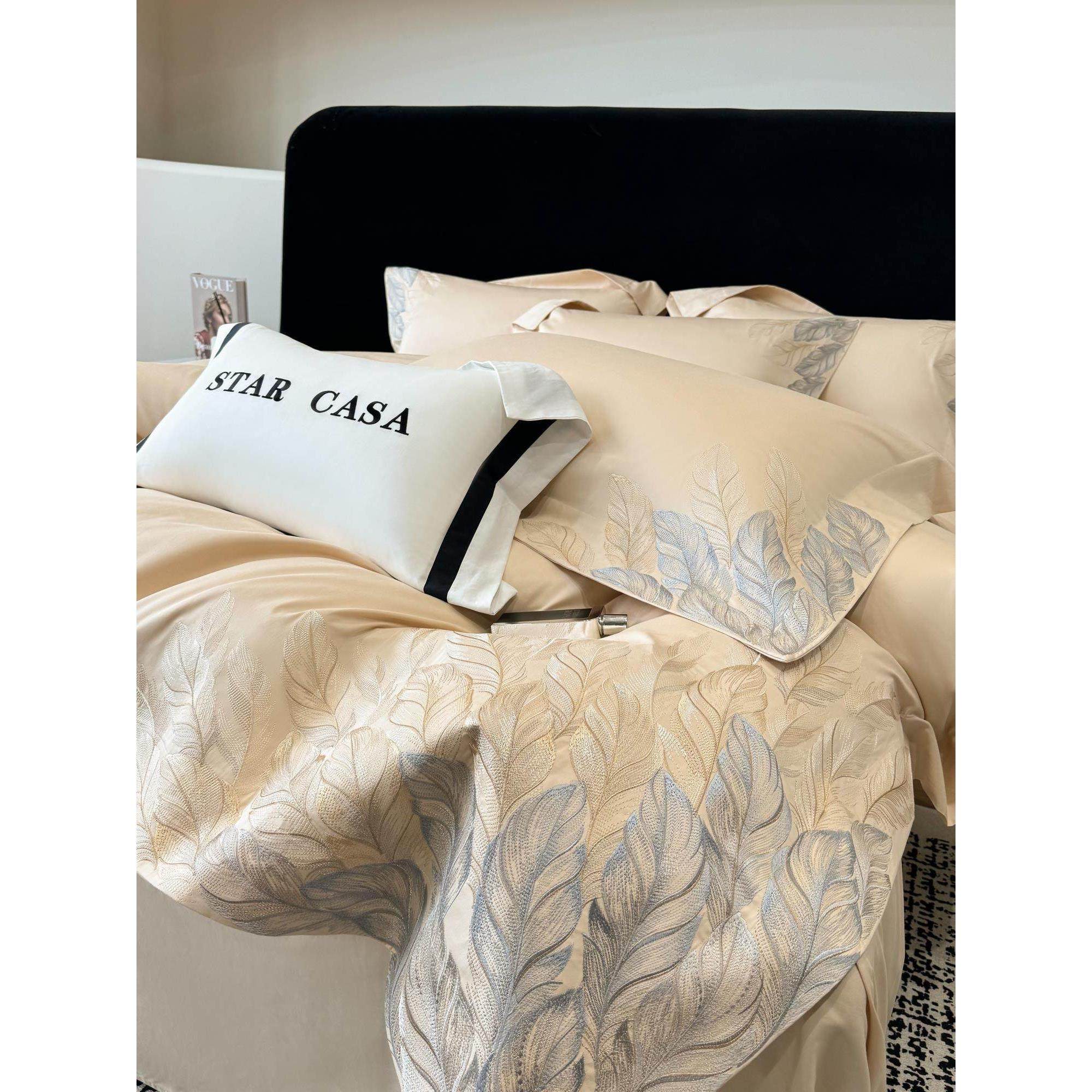 A类高级感母婴级长绒棉四件套全棉羽毛刺绣被套纯棉床笠床上用品4,床上用品,学生床品套件,淘宝优惠券,粉丝福利购,淘宝优惠卷