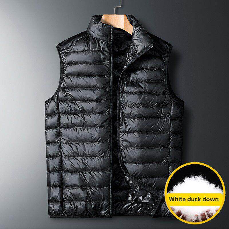 羽绒马甲秋冬季男士轻薄保暖青年马夹背心外穿中年白鸭绒坎肩外套