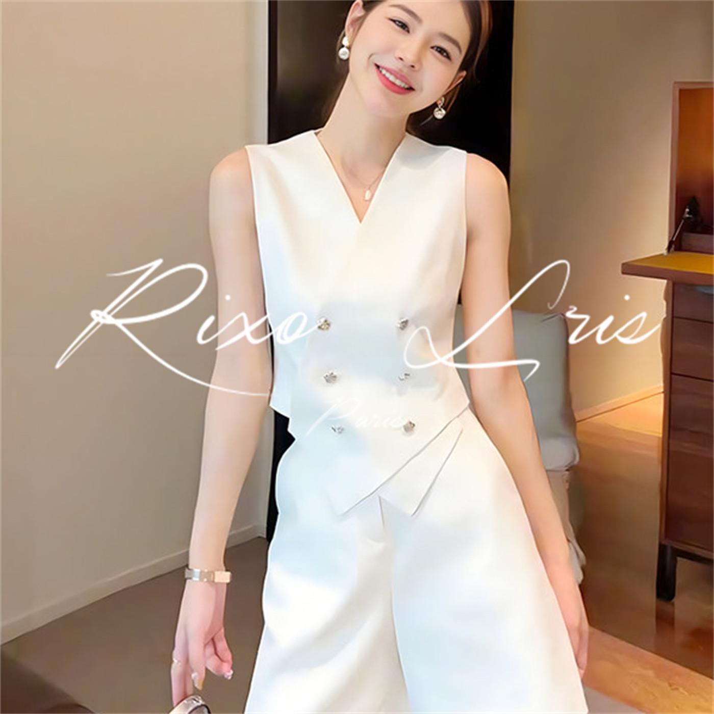 RIXO LRIS法式小香风气质西装套装女夏季显瘦减龄马甲短裤两件套