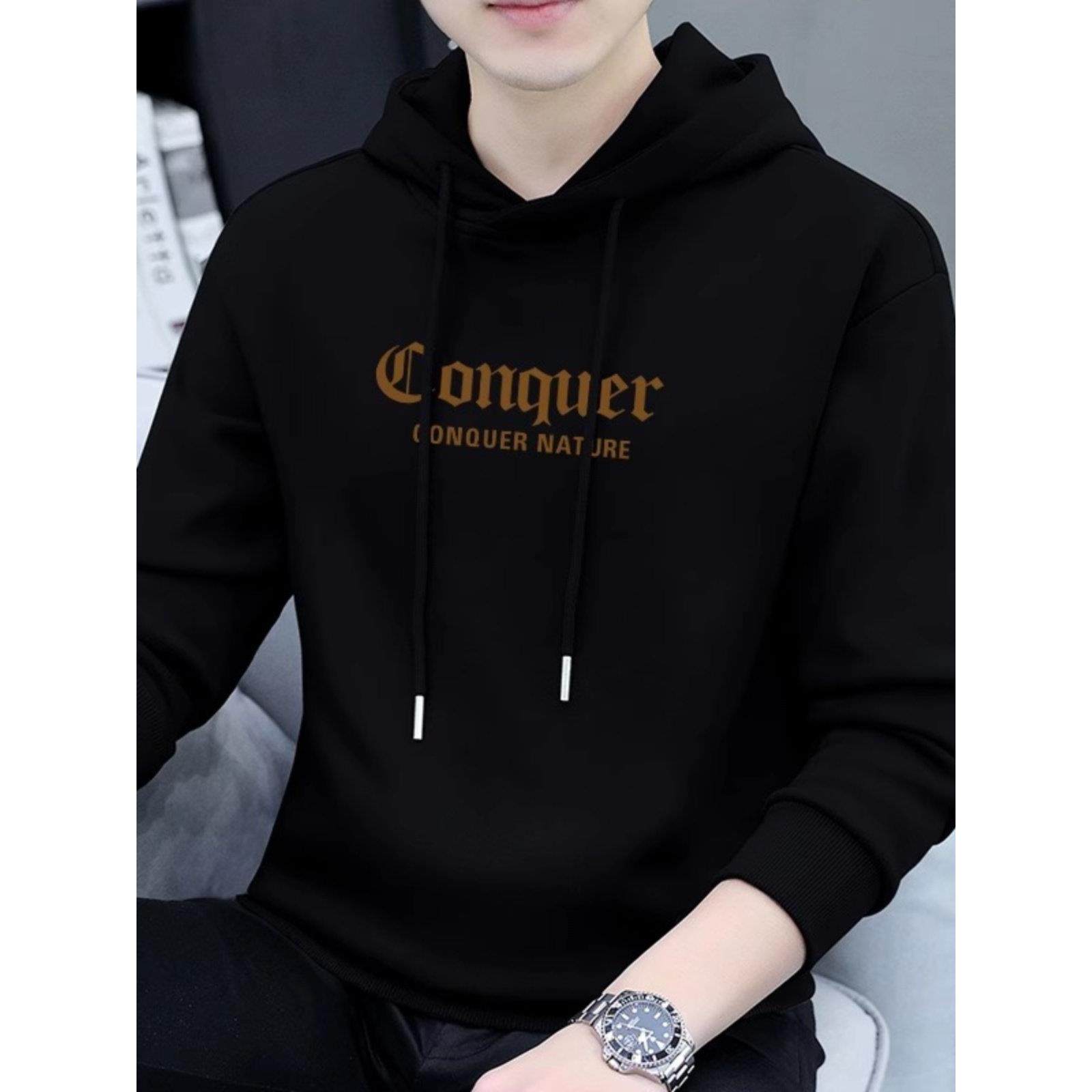 2025春季新款时尚百搭男装重磅连帽薄款卫衣潮流帅气休闲上衣外套