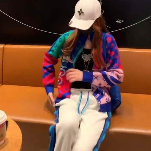 欧洲早春女子时尚针织开衫套装女子设计棒球制服夹克春季上衣新潮