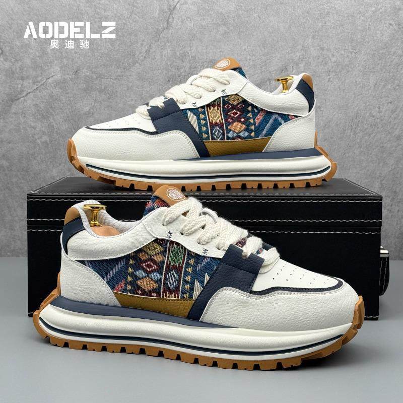 欧洲站运动休闲鞋男2025春季潮牌时尚百搭舒适软底低帮系带阿甘鞋