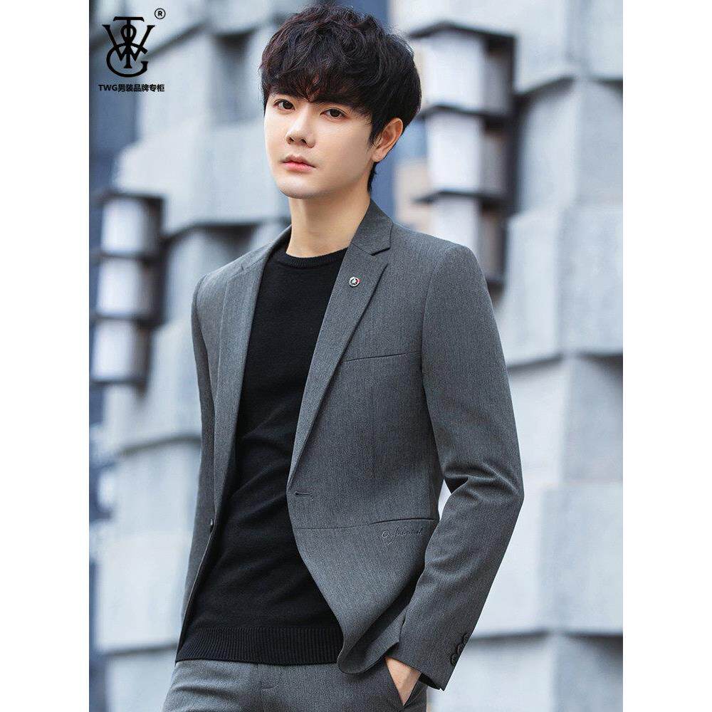 TWG西装外套男2025韩版修身款休闲小西服高级感痞帅青年单西上衣