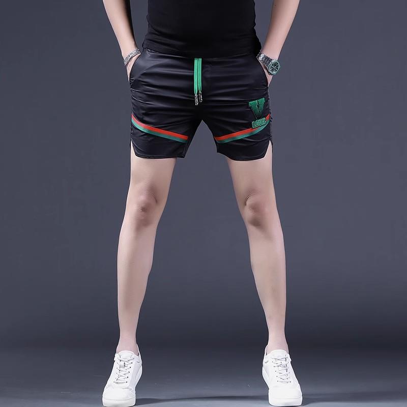 高端夏季薄款三分短裤男潮牌修身冰丝四分裤潮流百搭休闲马裤中裤