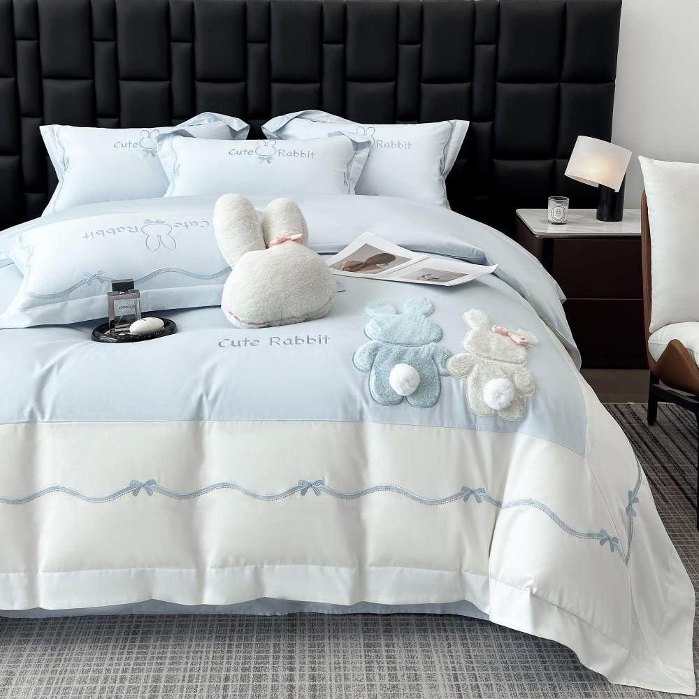 A类母婴级长绒棉四件套兔子卡通风刺绣纯棉被套裸睡全棉床上用品4,床上用品,学生床品套件,淘宝优惠券,粉丝福利购,淘宝优惠卷