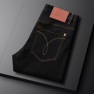 休闲长裤 男潮流黄色明线弹力修身 Honeybee高端黑色牛仔裤 Little