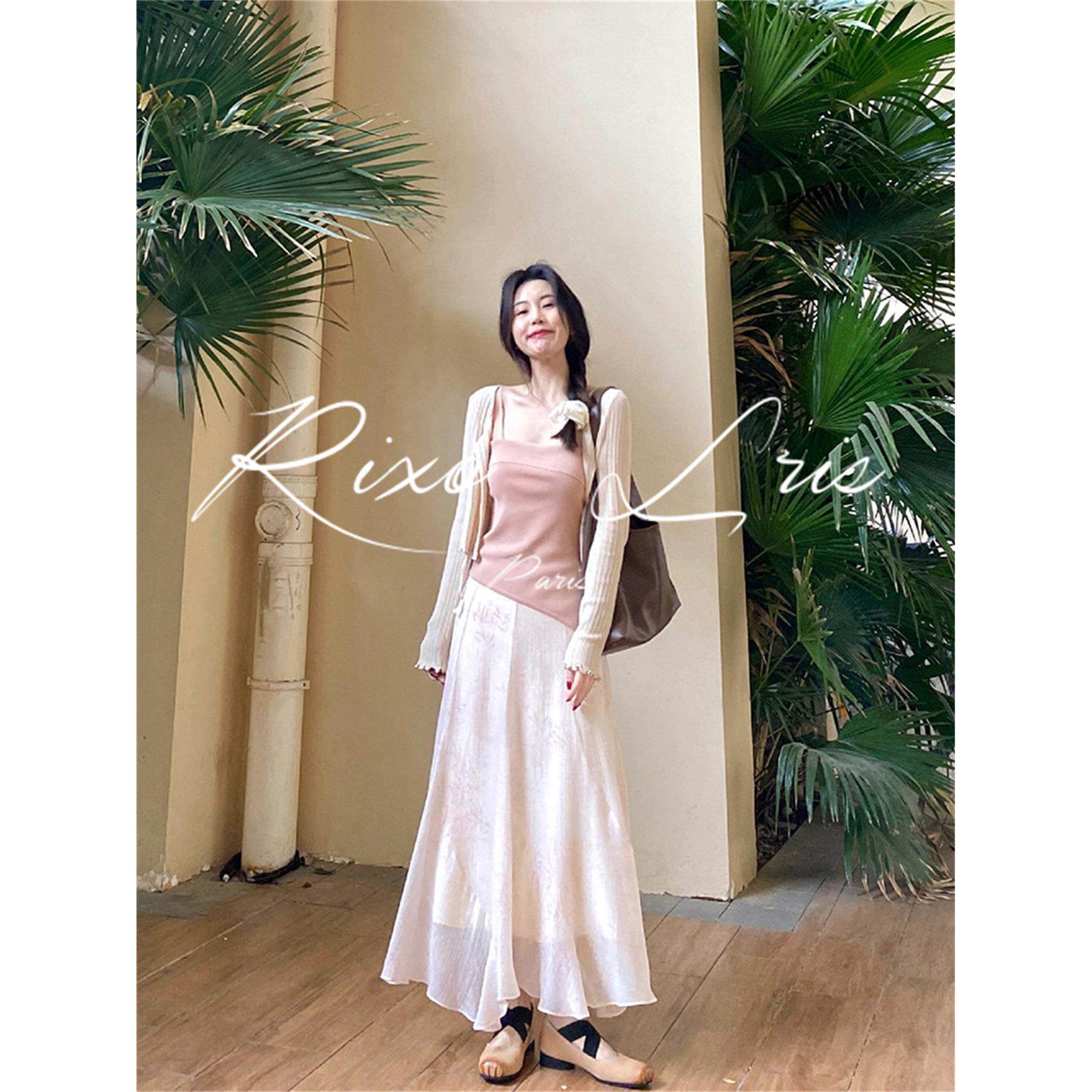 RIXO LRIS法式显瘦不规则吊带针织开衫女春夏设计感半身裙子套装