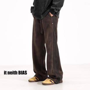 neith 阔腿裤 BIAS设计感擦旧垂感运动裤 复古宽松卫裤 子 男美式