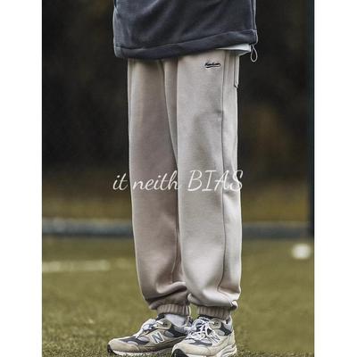 it neith BIAS珠地日系运动裤男士2025秋季新款灰色束脚卫裤休闲