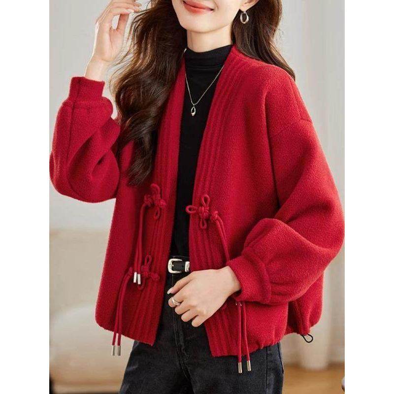YENR 新中式国风盘扣毛呢外套女 秋冬款加厚时尚~针织衫开衫上衣,女装/女士精品,常规大码外套,淘宝优惠券,粉丝福利购,淘宝优惠卷