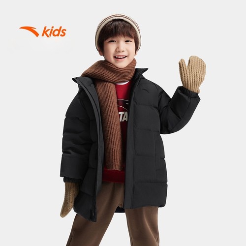 安踏儿童男女小童中长羽绒服2025冬季新款舒适保暖儿童御寒羽绒服