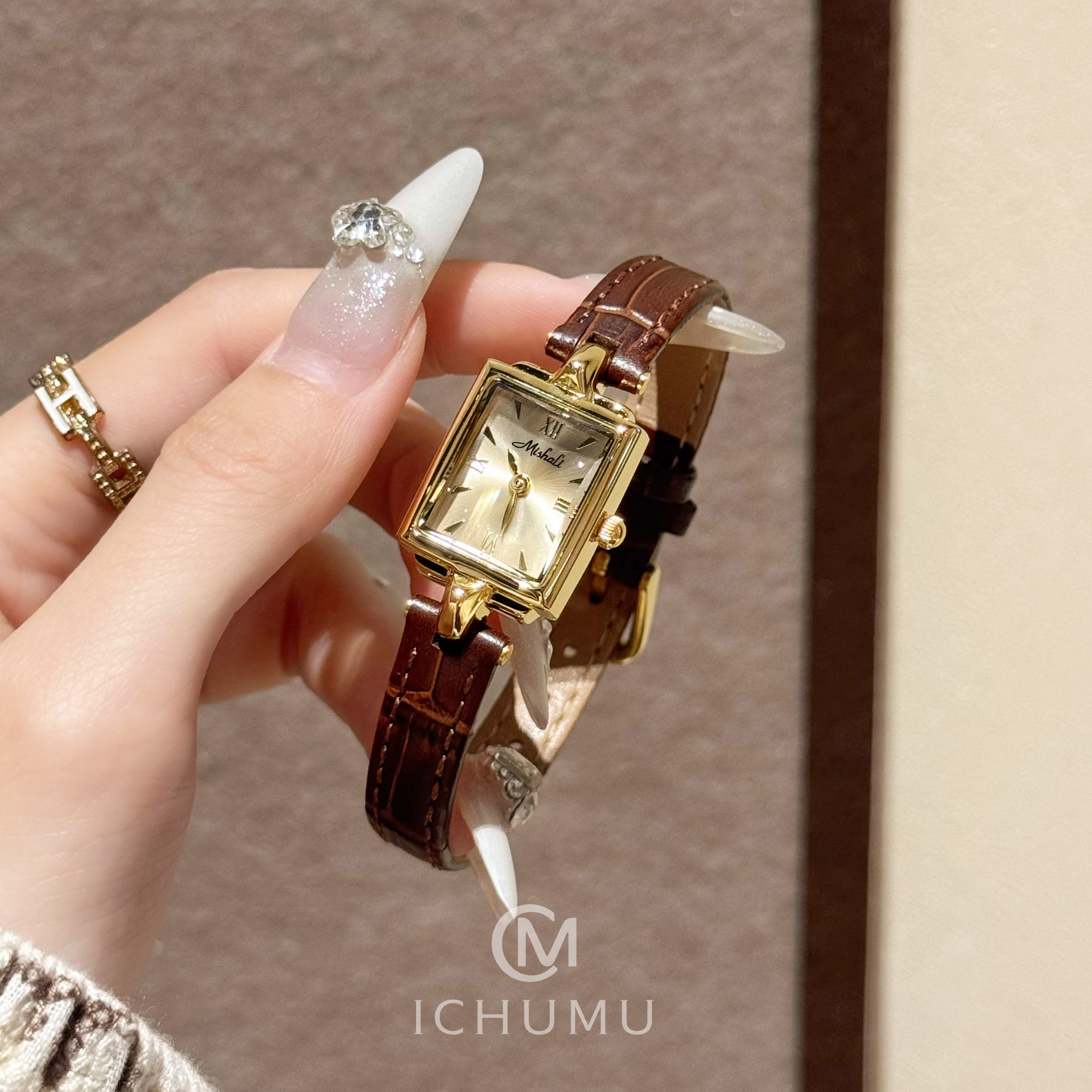 复古时尚方形小方表女士高级感