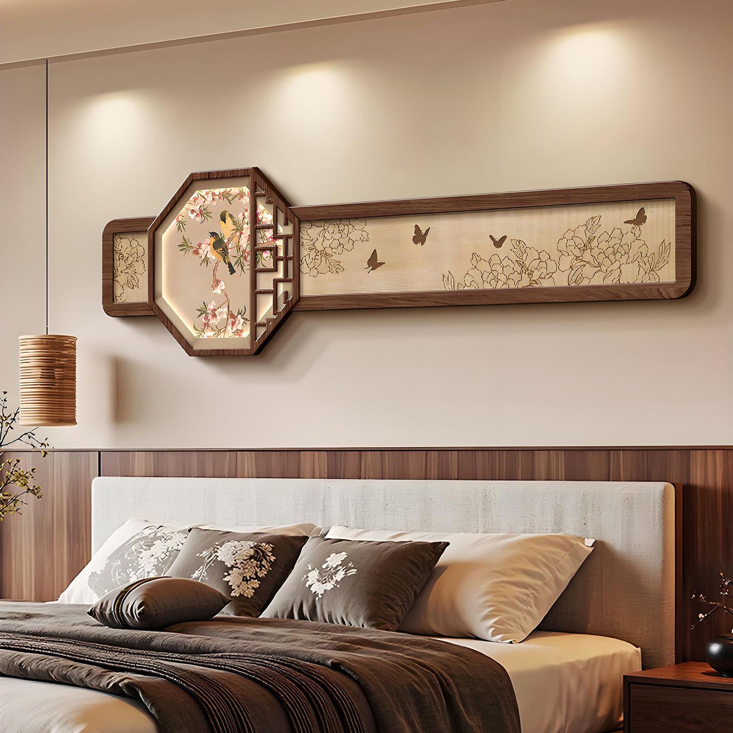 宋代美学卧室床头装饰画2026新款高级感花鸟图主卧房间背景墙挂画