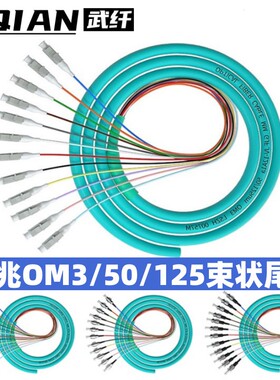 武纤 万兆om3电信级50/125LC FC SC ST12芯束状尾纤OM4万兆多模OM3光纤跳线束状尾纤熔接5G机房尾纤