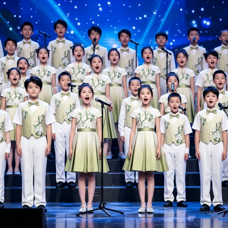 国庆儿童合唱服国风主持人礼服合唱团演出服中小学生红歌诗歌朗诵图片