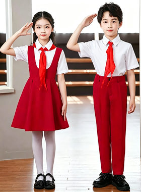 新款儿童小学生少儿女童红色故事爱国合唱诗歌朗诵演讲比赛演出服