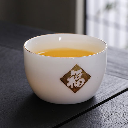 主人杯品茗杯茶杯陶瓷茶碗家用功夫茶盏中式茶道杯羊脂玉瓷