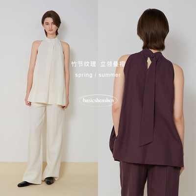 basicshenshen小立领上衣套装女