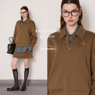 basicshenshen翻领拉链卫衣套装