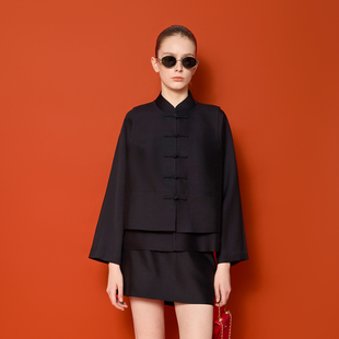 shenshen新中式圆领一字扣羊毛桑蚕丝马甲女2026新年复古背心上衣