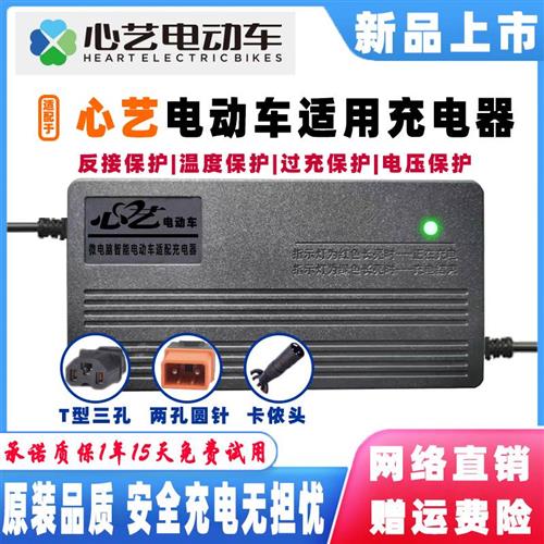 心艺电动车电瓶智能充电器48V12AH60V20AH72V32AH96V50AH两孔圆针