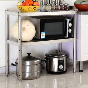 厨房用品不锈钢置物架双层微波炉烤箱架调料架储物架两3层台上架