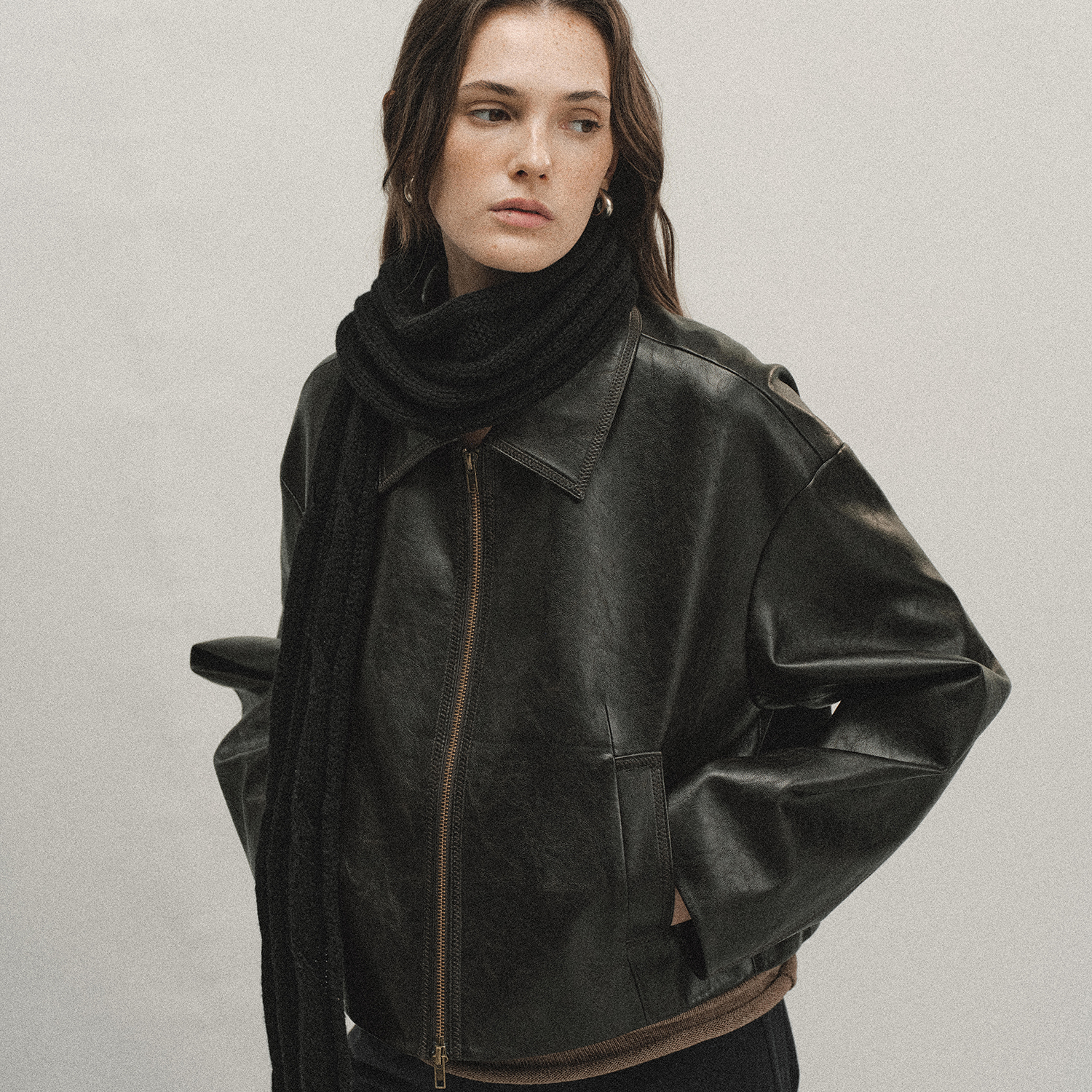 经典翻领双开拉链pu皮衣夹克外套