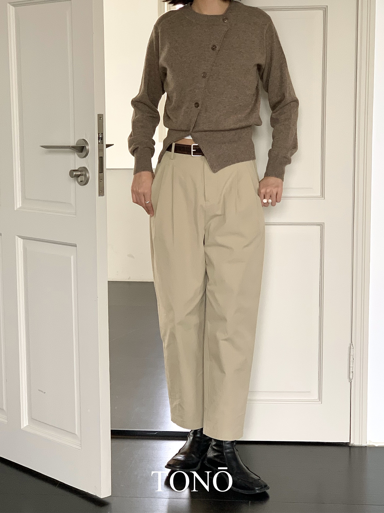 Tonolab｜Tonō神裤 挺阔感高腰收褶百搭显瘦卡其奶奶裤