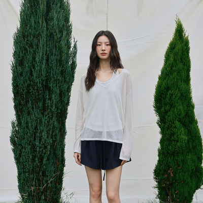 Tonō 夏季清凉感轻薄亚麻v领针织罩衫｜Tonolab
