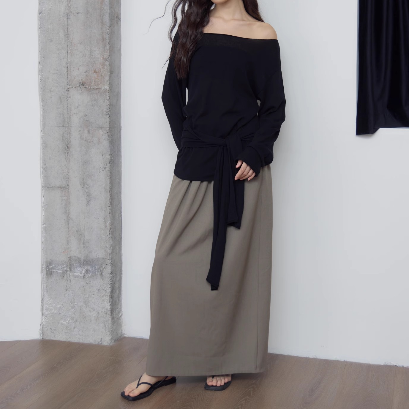 Tonō 西装面料无腰头茧型羊毛长裙｜Tonolab