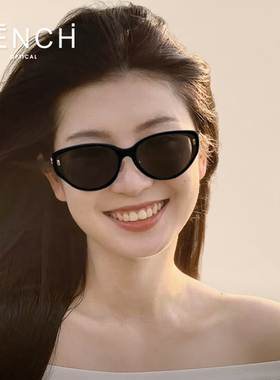FENCH猫眼窄框遮脸墨镜简约女防紫外线遮阳太阳镜UV400高级感墨镜