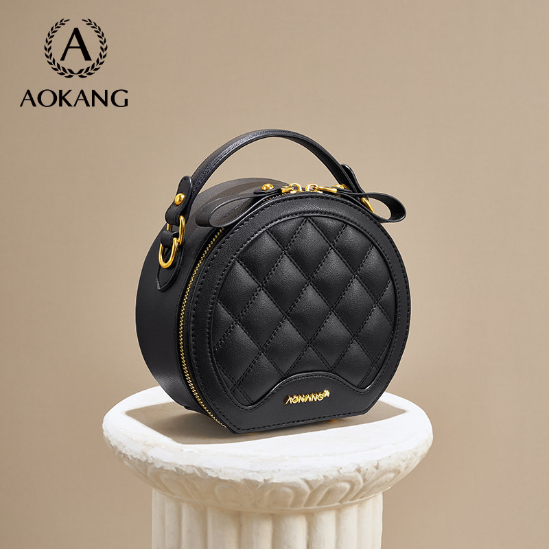 奥康手提包轻奢菱格链条包新款小圆包流行单肩包高级斜挎包潮