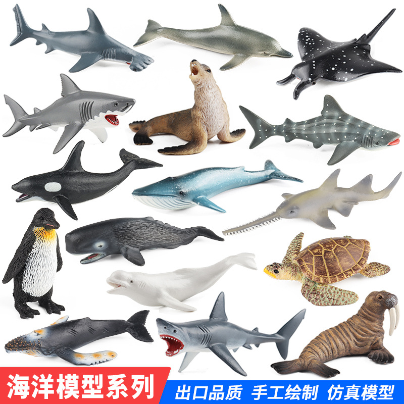 仿真海洋动物模型巨齿鲨锤头鲨