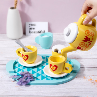 儿童早教益智仿真下午茶茶具套餐女孩厨房过家家茶杯木制玩具