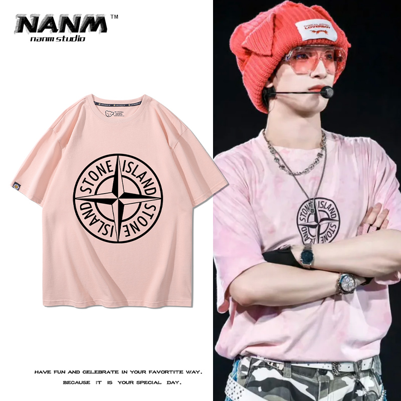 时代少年团演唱会严浩翔同款短袖男女罗盘印花夏季纯棉百搭T恤衫