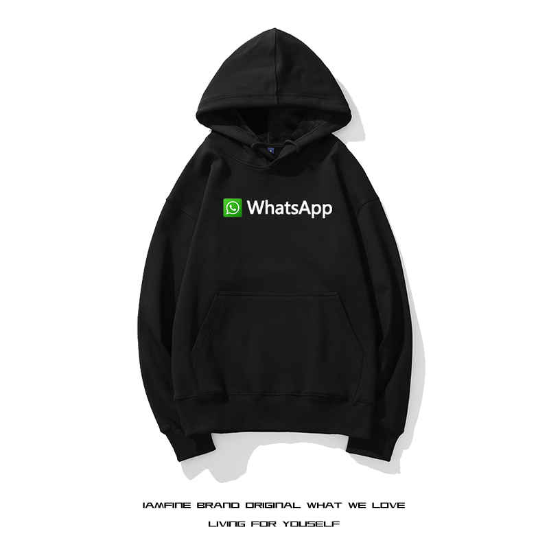 WhatsApp公司周边连帽衫卫衣男女即时通讯平台工作服外套加绒秋冬