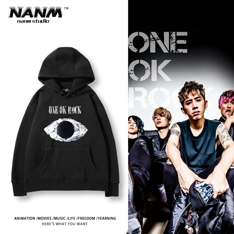 日本one ok rock摇滚乐队周边连帽卫衣男女同款秋冬加绒百搭上衣