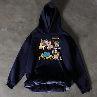 搞钱做慈善 银狐绒580克保暖！美式长袖女加绒加厚男上衣连帽卫衣