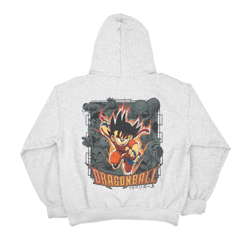 二次元日系动漫七龙珠印花美式复古重磅保暖加绒连帽卫衣男女同款