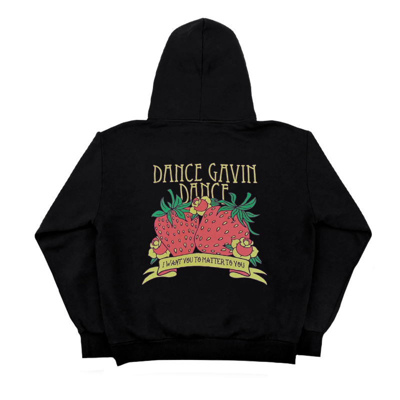 Dance Gavin Dance摇滚乐队嘻哈风周边草莓印花时尚潮流连帽卫衣