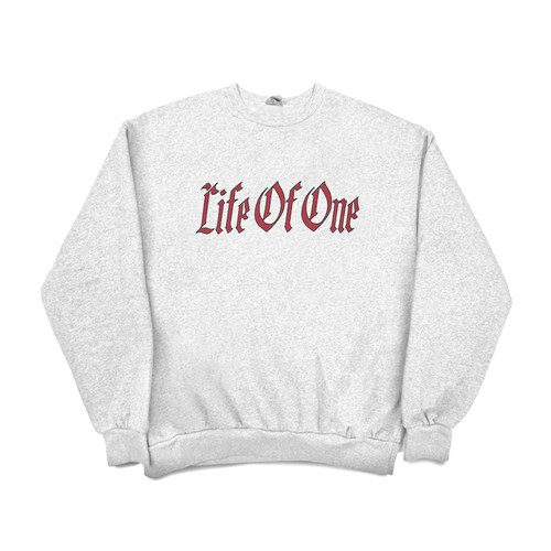 哥特式风格文字“Life Of One”简约百搭学院风圆领卫衣个性ins风