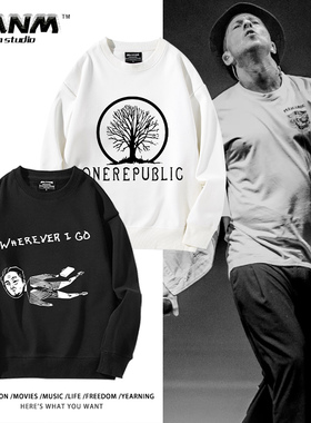 onerepublic共和时代演唱会周边卫衣男女秋冬摇滚美式百搭衣服潮