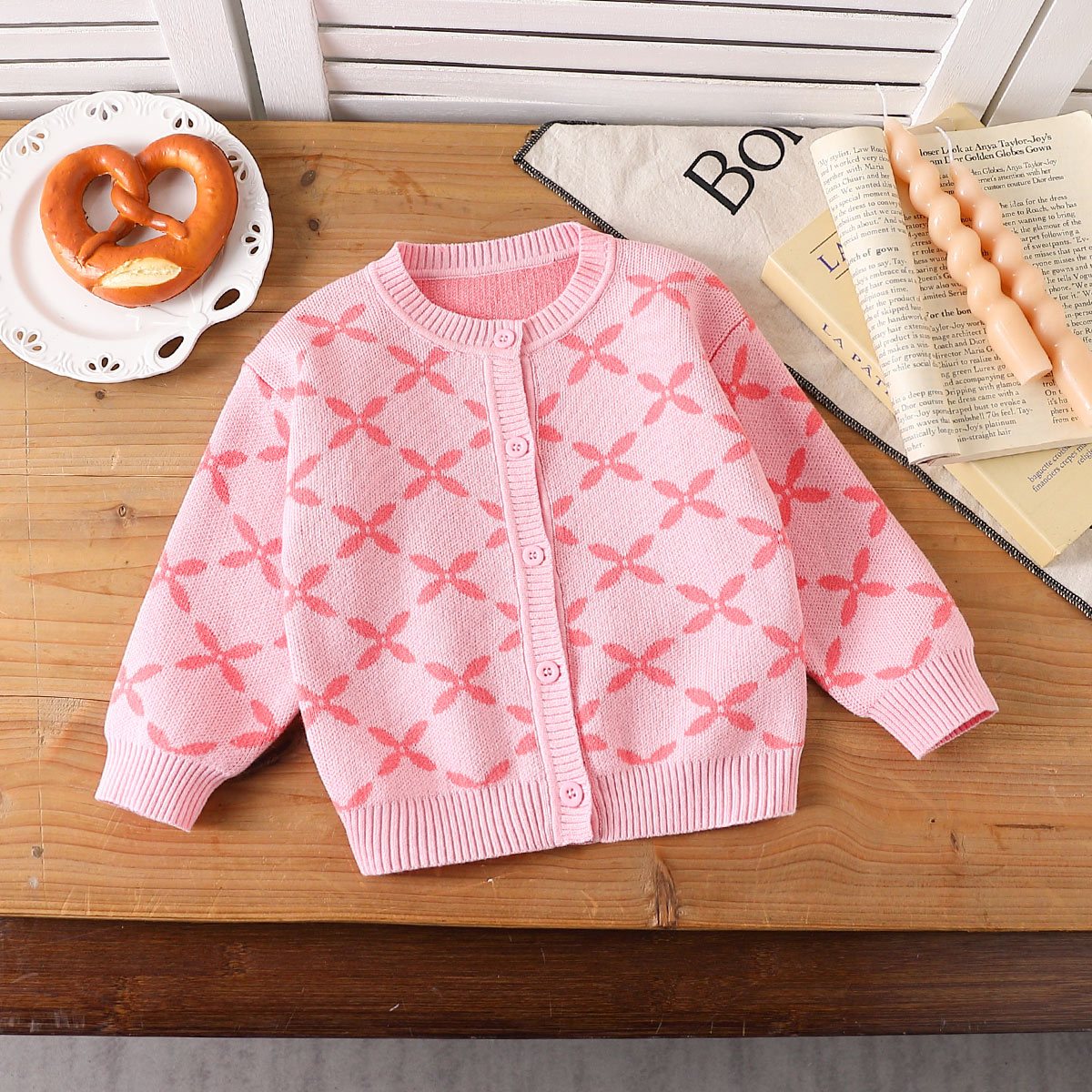 【甜美洋气针织开衫】童装女童秋季时尚毛衫外套儿童百搭休闲开衫