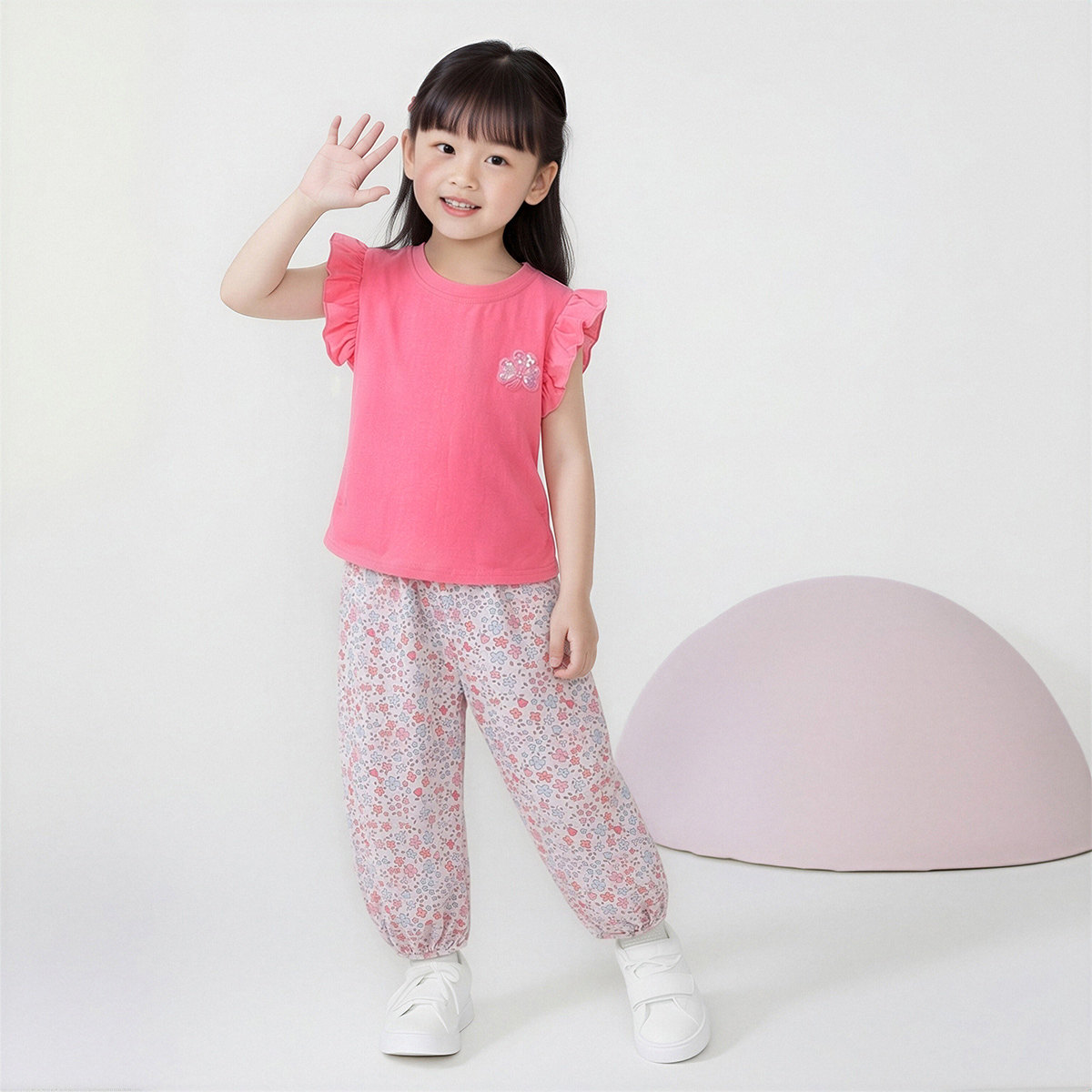 【洋气甜美】童装女宝宝夏季时尚休闲套装小童舒适百搭背心防蚊裤