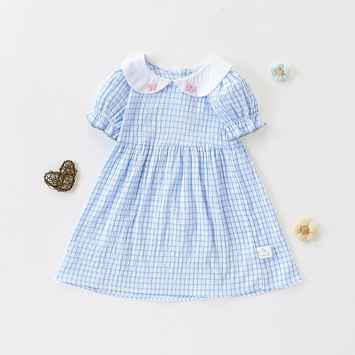 【甜美公主裙】童装女宝宝娃娃领连衣裙儿童时尚亲肤短袖连衣裙子