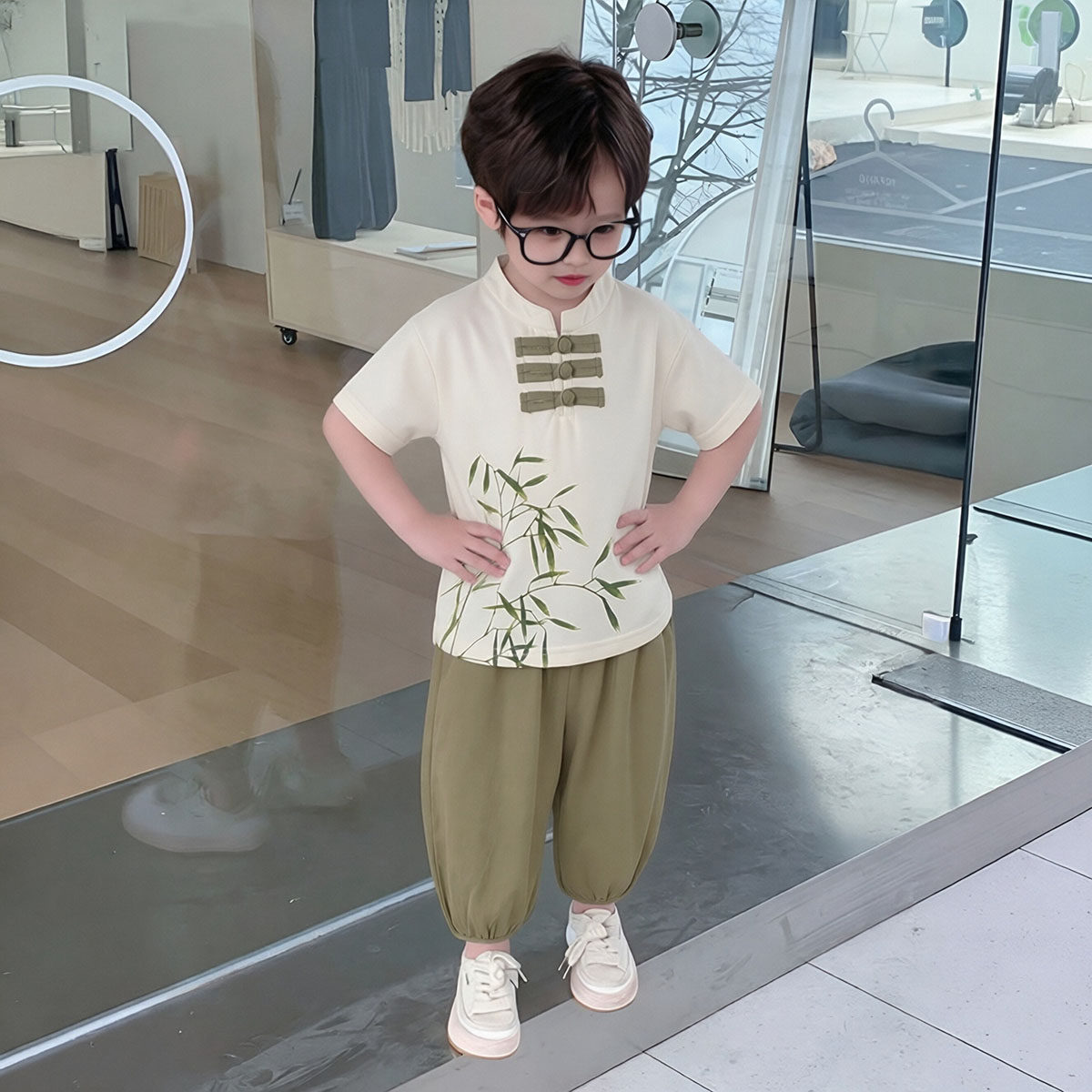 【新国风汉服】童装男童夏季薄款国风两件套儿童周岁礼服表演套装