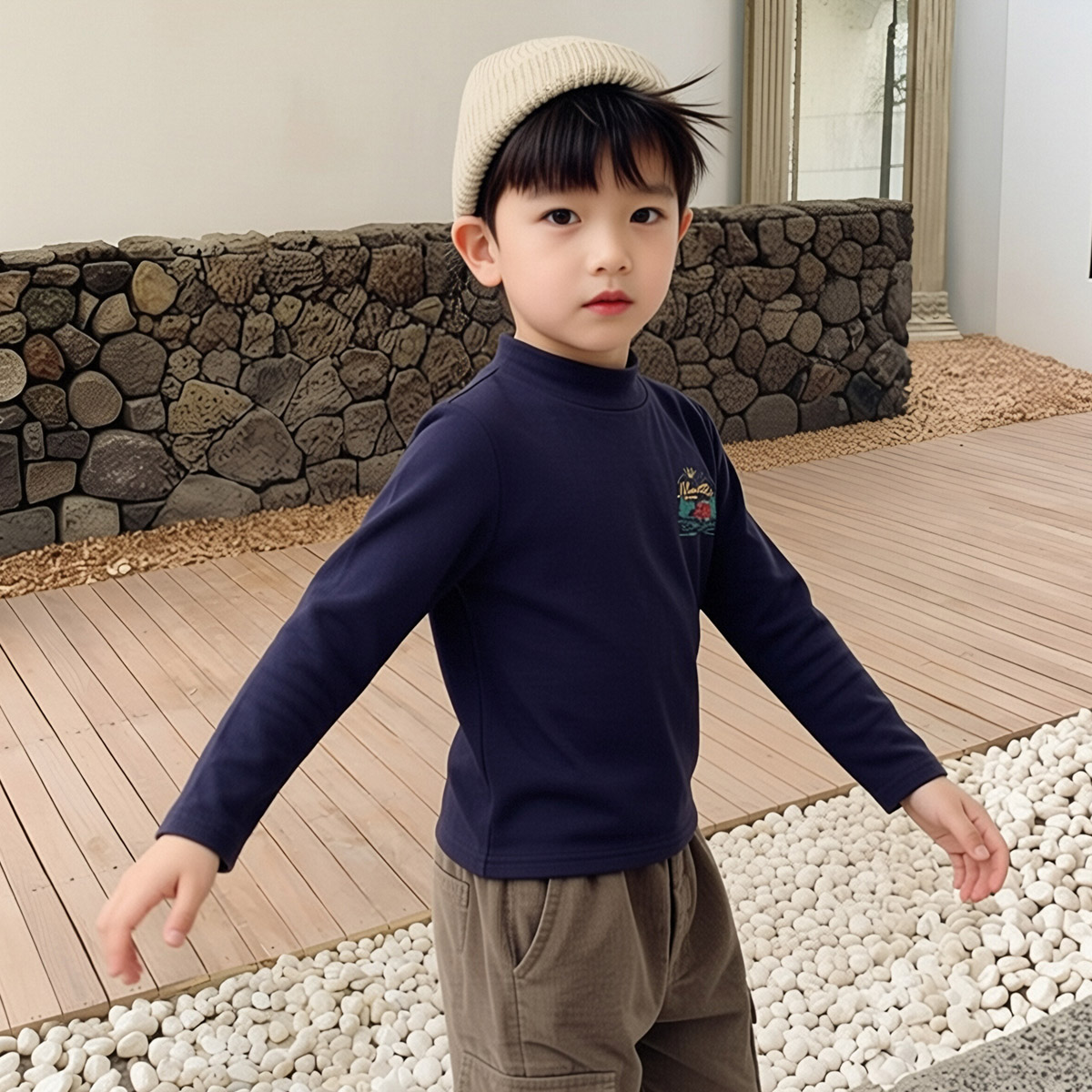 【休闲高领打底衫】男童长袖T恤春秋装宝宝小儿童帅气针织衫上衣