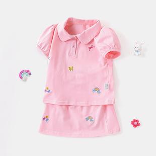 【开学季学院风POLO衫套装】童装女宝宝夏季可爱休闲两件套潮